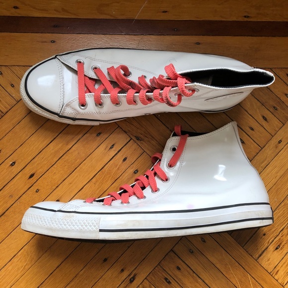 shiny white converse